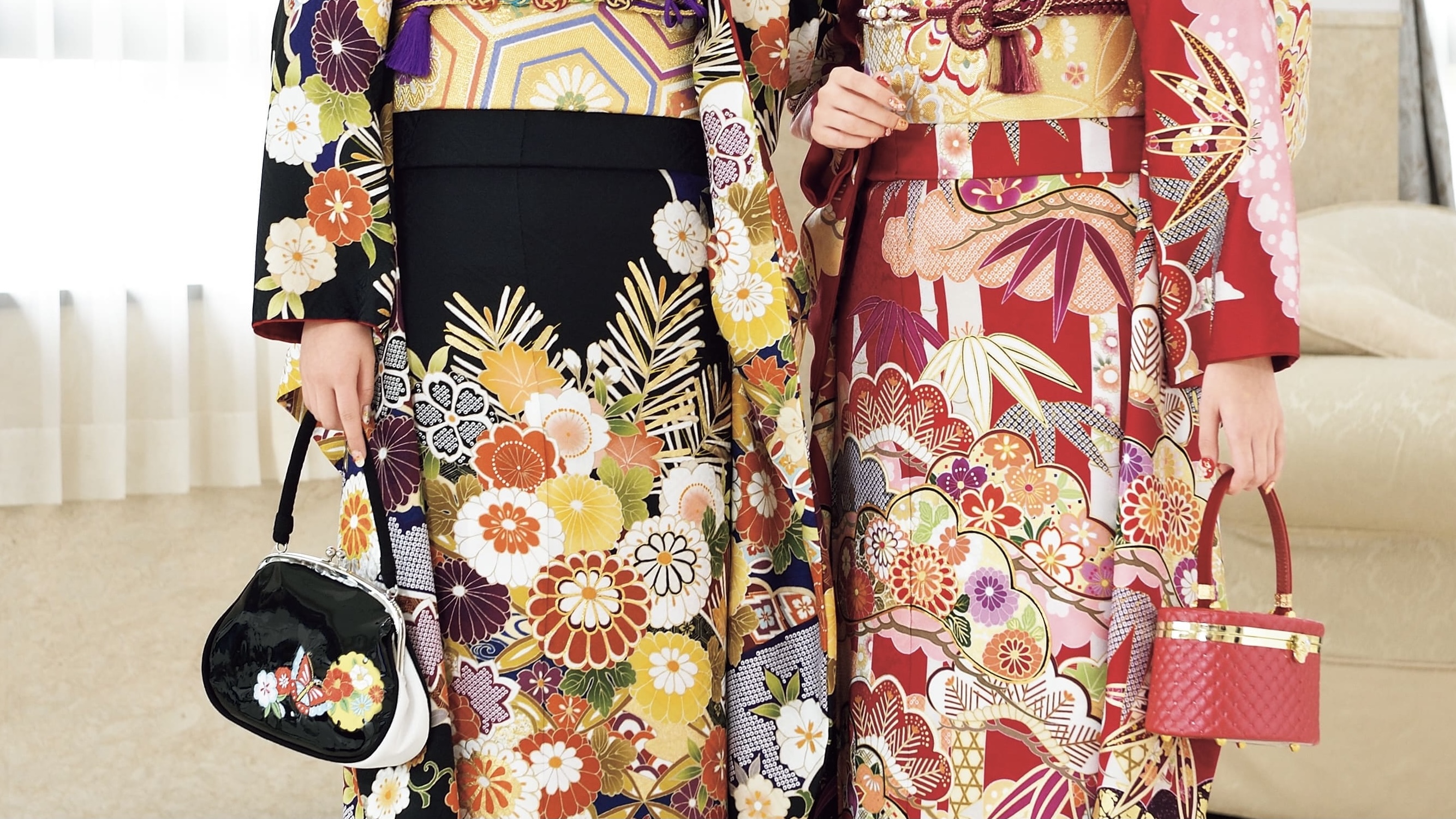 黒 桜古典 袴も入る和装バック 赤×１ 黒×４ まとめて - 通販 - www